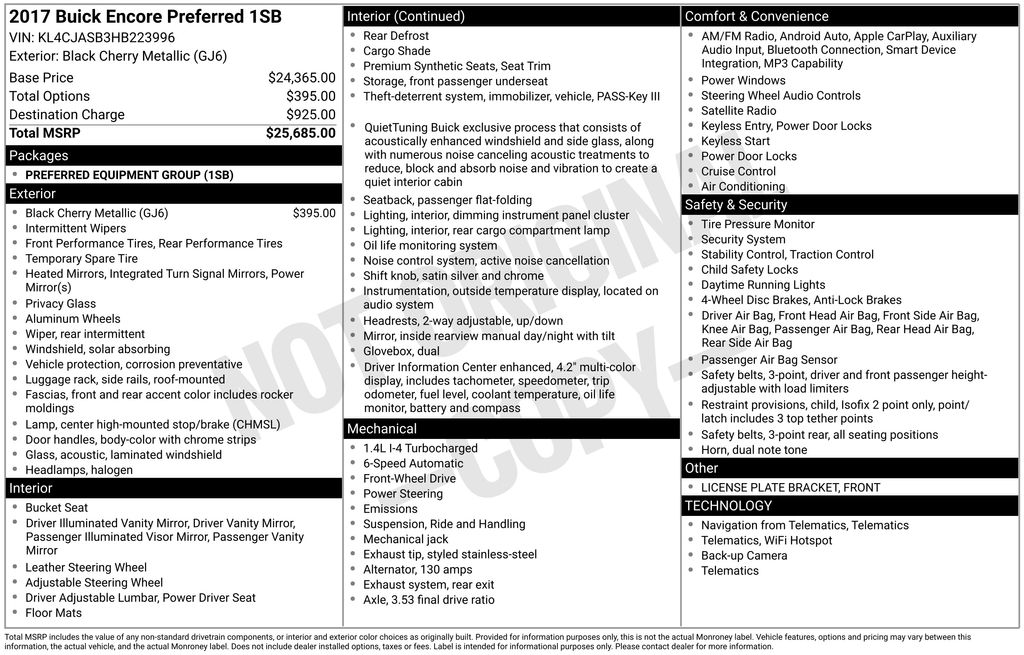 Used Car 2017 Buick Encore  Preferred For Sale Under $10,000 In Austin, Texas