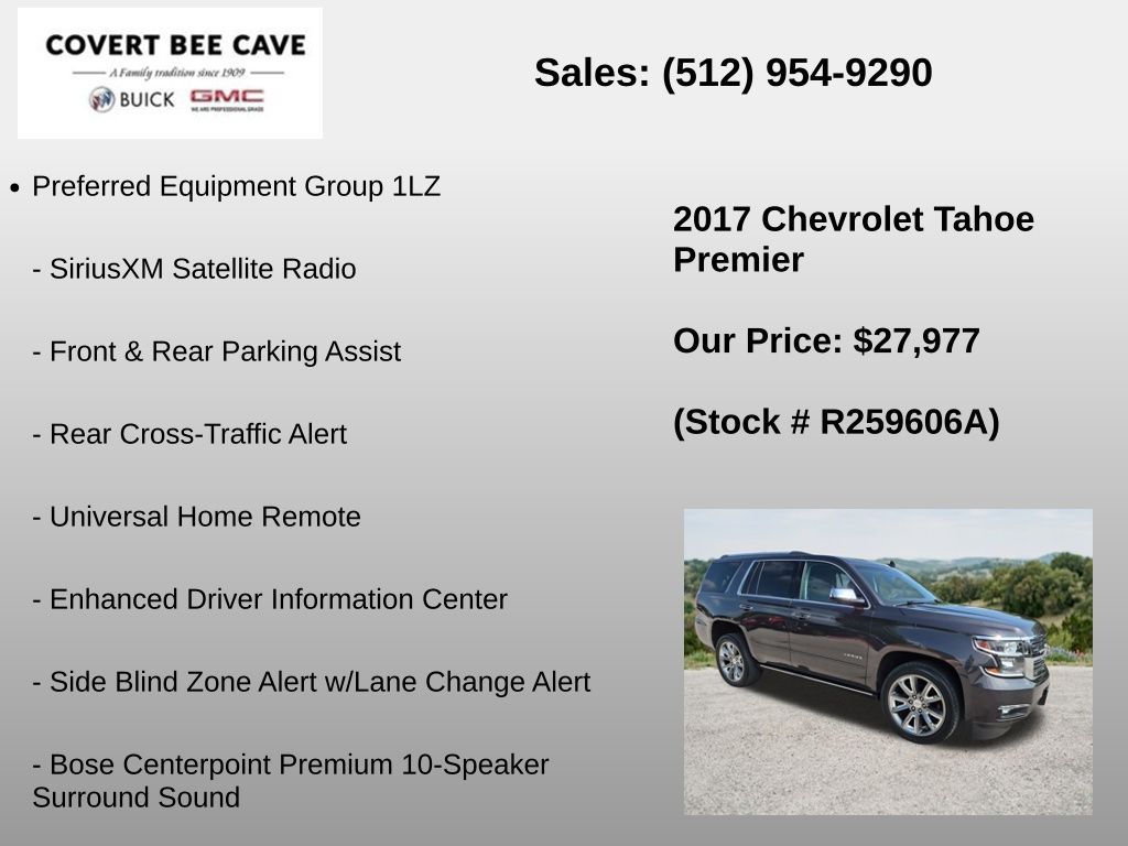 Used Car 2017 Chevrolet Tahoe  Premier For Sale Under $30,000 In Austin, Texas