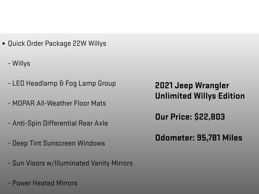 2021 Jeep Wrangler Unlimited Willys Gray at Klick Lewis Buick Chevrolet