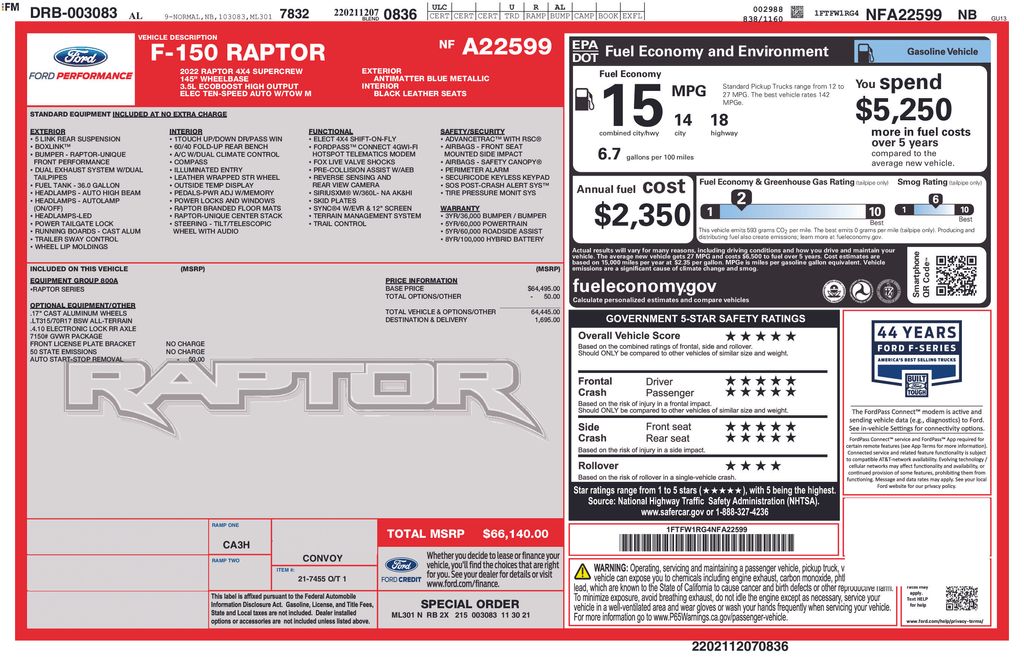 Used 2022 Ford F-150 Raptor 4D SuperCrew
