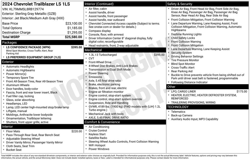 2024 Chevrolet TrailBlazer LS Gray at Subaru and VW of Moon Township