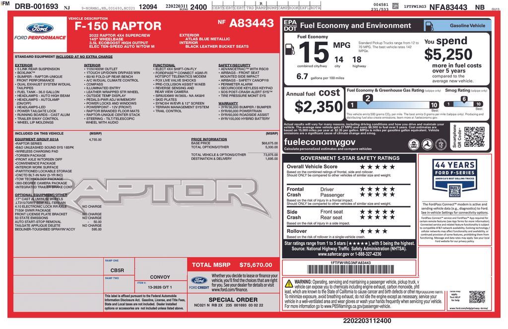 Used 2022 Ford F-150 Raptor 4D SuperCrew