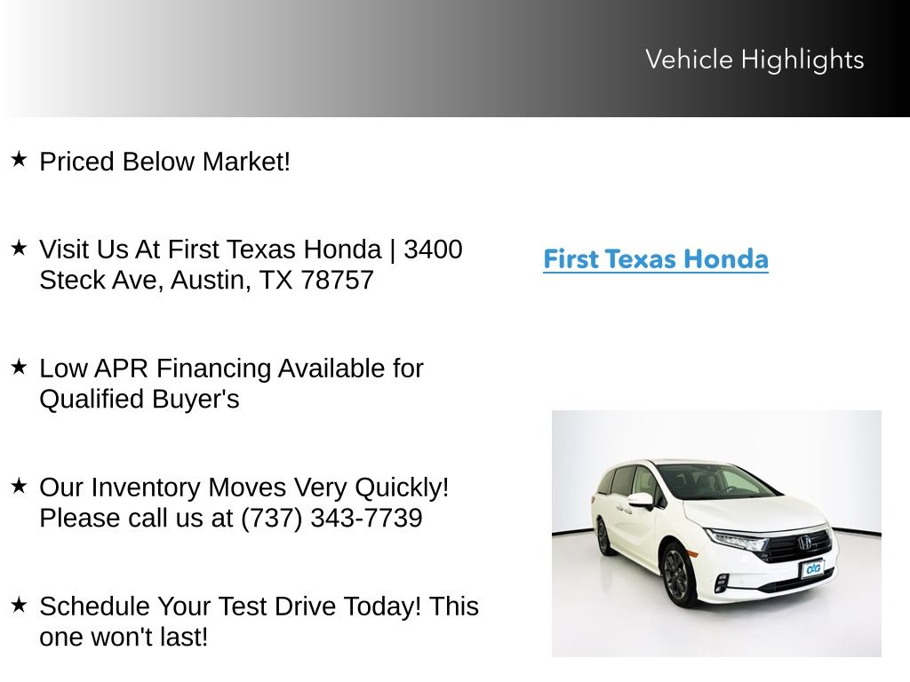 Used Car 2022 Honda Odyssey  Elite For Sale Under $40,000 In Austin, Texas