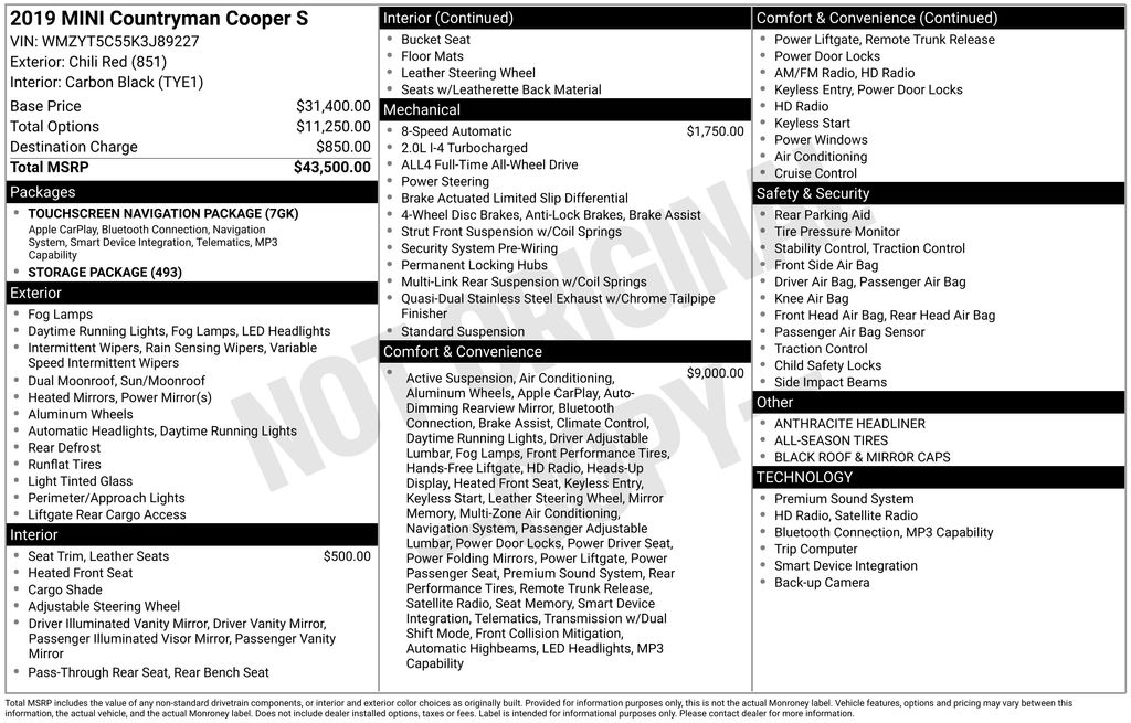 used 2019 MINI Cooper S Countryman car, priced at $18,895