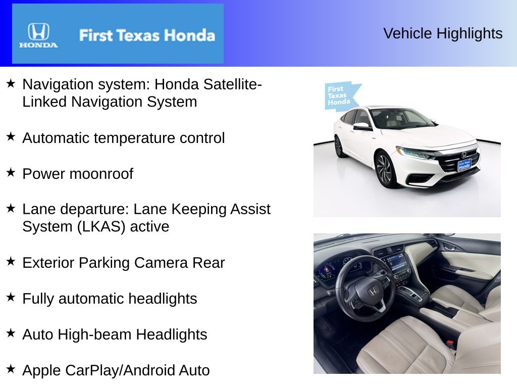 Used Car 2019 Honda Insight  Touring For Sale Under $20,000 In Austin, Texas
