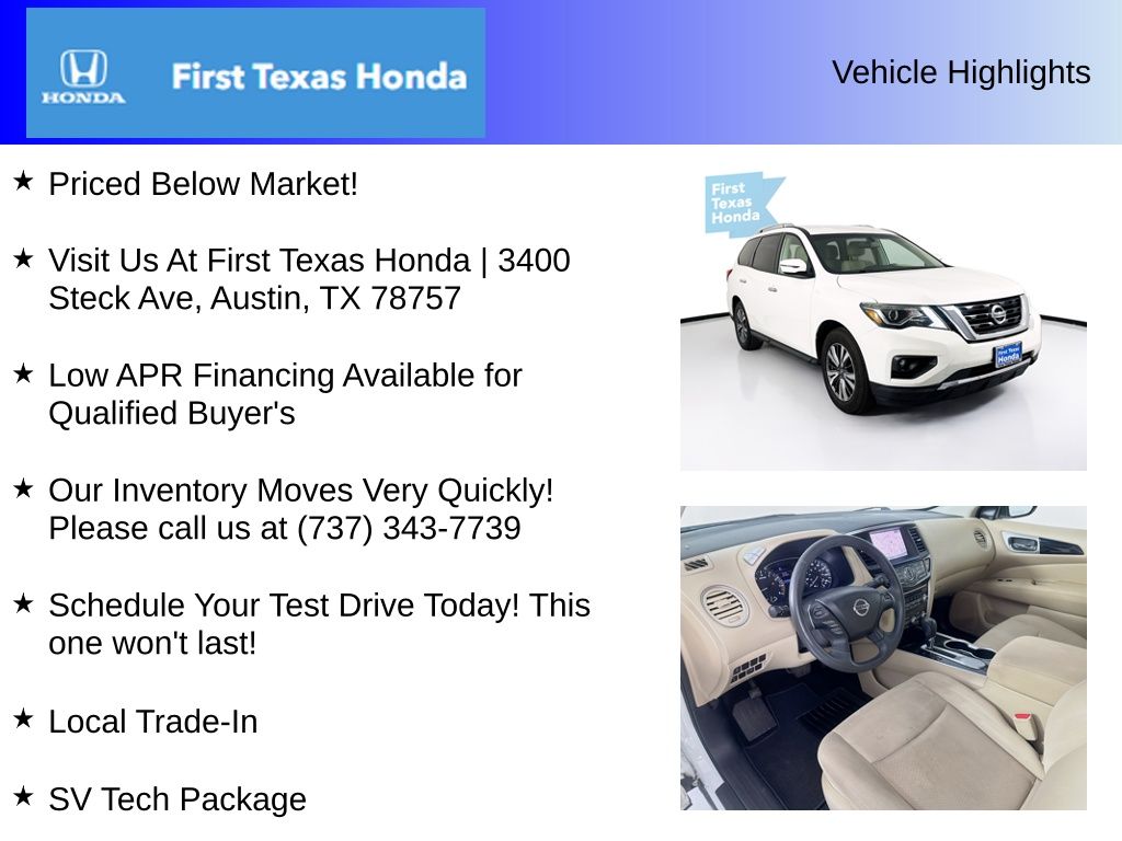 Used Car 2017 Nissan Pathfinder  Sv For Sale In Austin, Texas