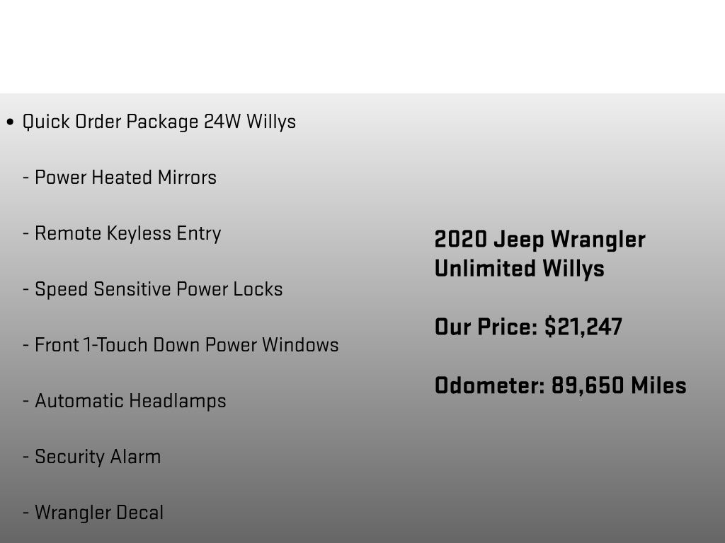 2020 Jeep Wrangler Unlimited Willys - 11