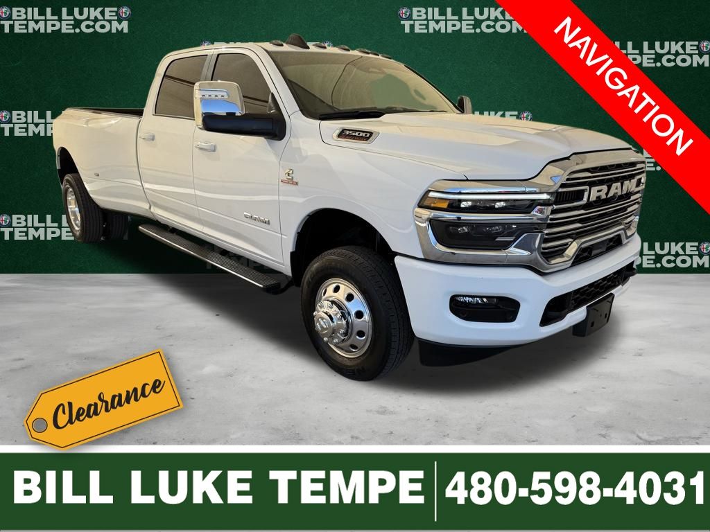 Bright White Clearcoat 2025 RAM 3500 Laramie Crew Cab LB DRW 4WD Pickup Truck Four-Wheel Drive 8-Speed Automatic