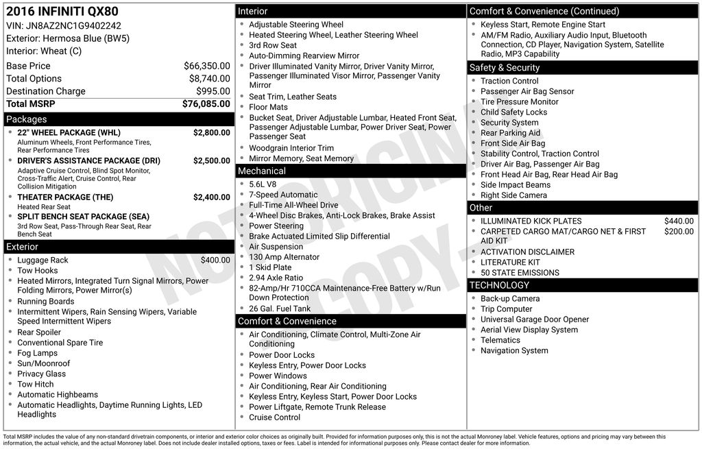 Used Car 2016 Infiniti Qx80  Base For Sale Under $25,000 In Austin, Texas