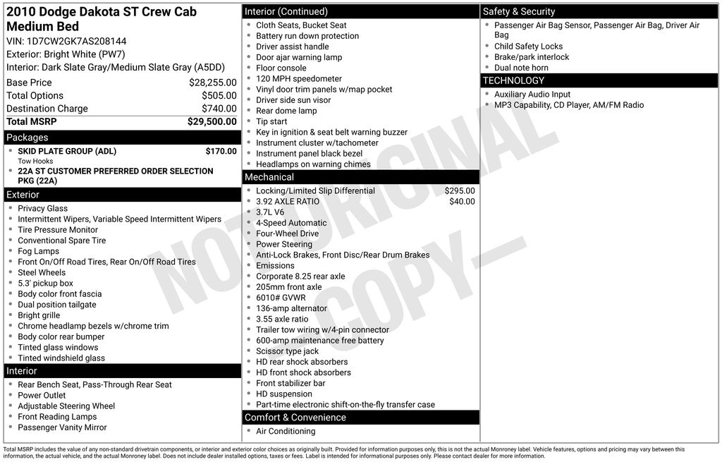 Used 2010 Dodge Dakota Truck