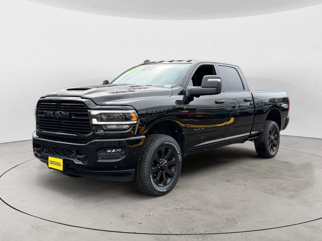 Diamond Black Crystal Pearlcoat 2023 RAM 2500 Laramie Crew Cab 4WD Pickup Truck Four-Wheel Drive 6-Speed Automatic
