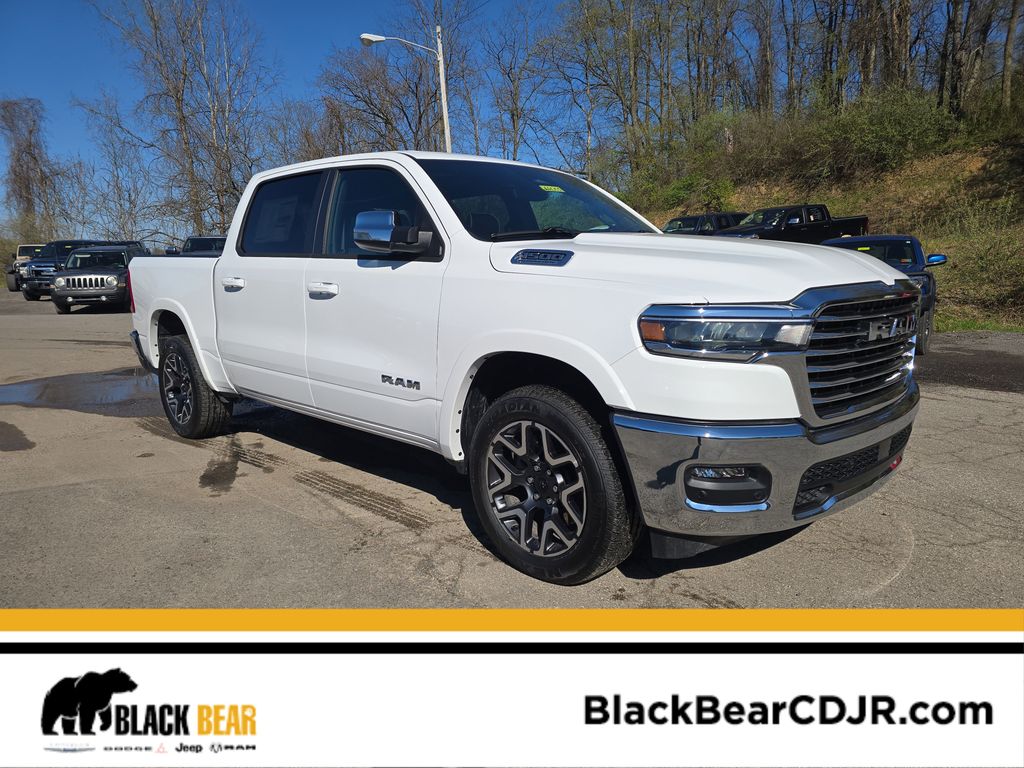 Bright White Clearcoat 2026 RAM 1500 Laramie Crew Cab 4WD Pickup Truck Four-Wheel Drive 8-Speed Automatic