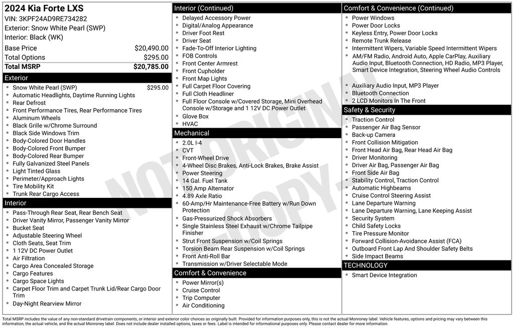 2024 Kia Forte LXS White at Superior Honda