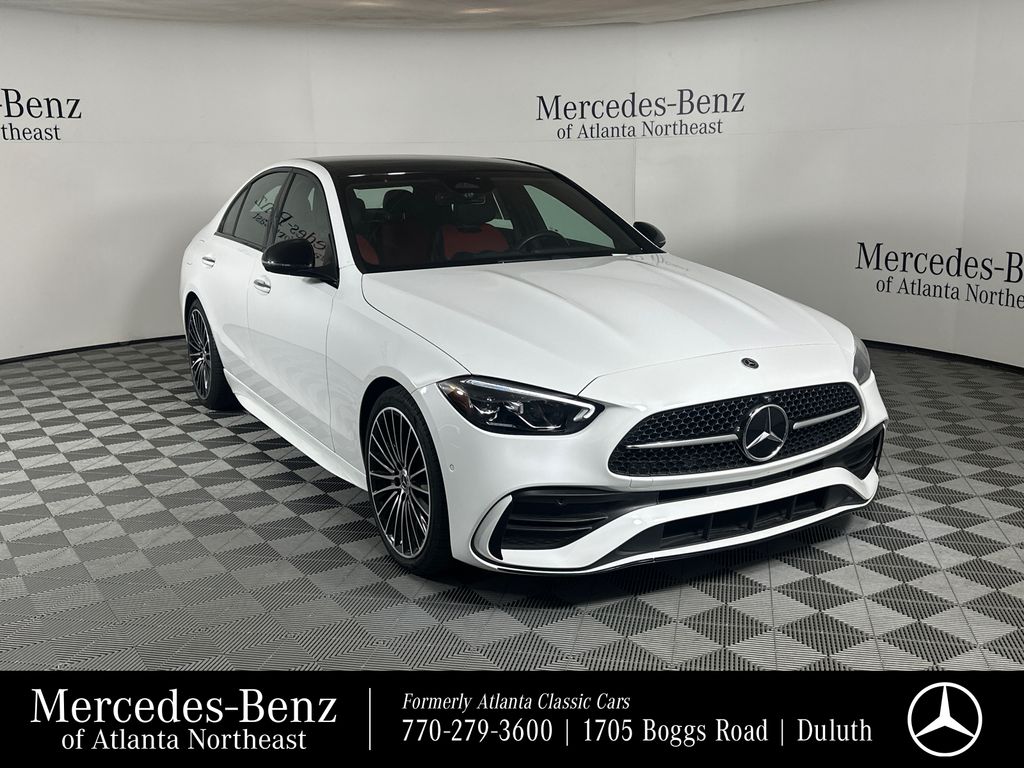 MANUFAKTUR Moonlight White Metallic 2024 Mercedes-Benz C-Class Sedan Rear-Wheel Drive 9-Speed Automatic
