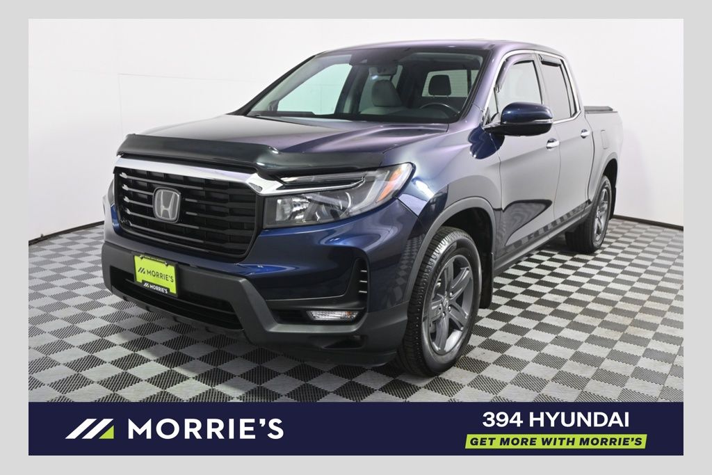 Black (Obsidian Blue Pearl) 2022 Honda Ridgeline Pickup Truck All-Wheel Drive 9-Speed Automatic