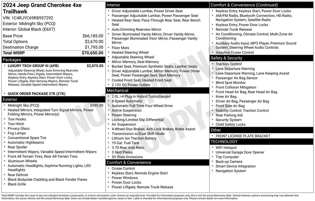 New 2024 Black Jeep Trailhawk 4xe image 6