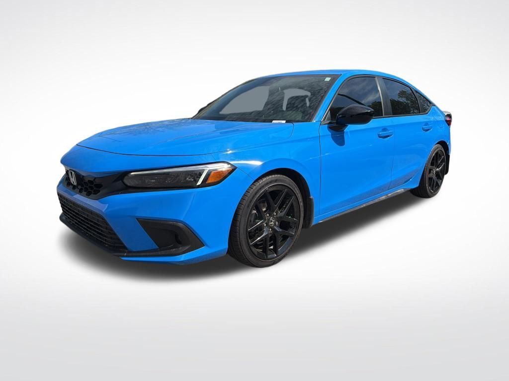 Blue 2024 Honda Civic Hatchback Sport FWD Hatchback Front-Wheel Drive Continuously Variable Transmission
