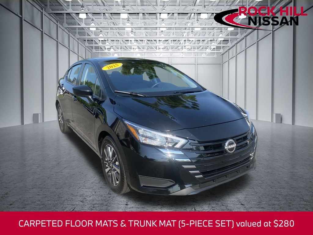 Super Black Metallic 2025 Nissan Versa Sedan Front-Wheel Drive Continuously Variable Transmission