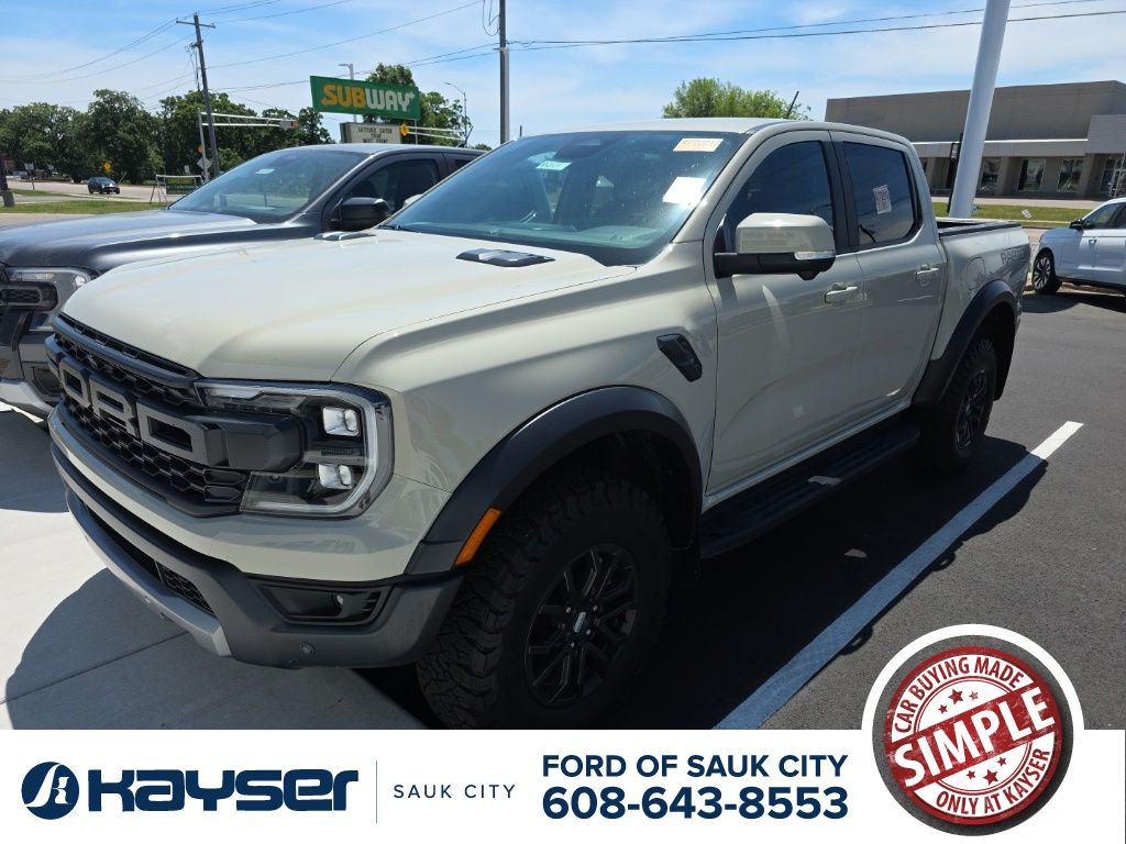 Desert Sand 2025 Ford Ranger Raptor SuperCrew 4WD Pickup Truck Four-Wheel Drive Automatic
