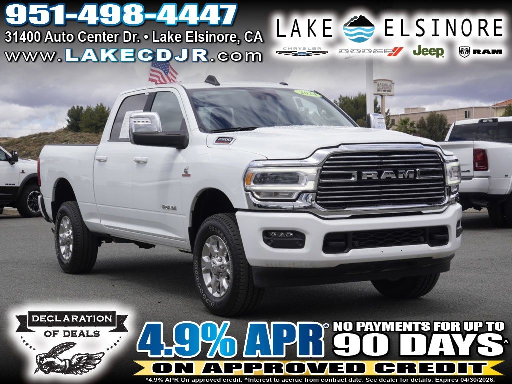 Bright White Clearcoat 2024 RAM 2500 Laramie Crew Cab 4WD Pickup Truck Four-Wheel Drive 6-Speed Automatic
