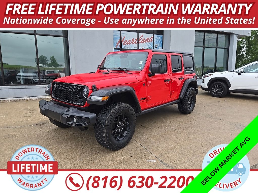 Firecracker Red Clearcoat 2024 Jeep Wrangler Willys 4-Door 4WD SUV / Crossover Four-Wheel Drive 8-Speed Automatic
