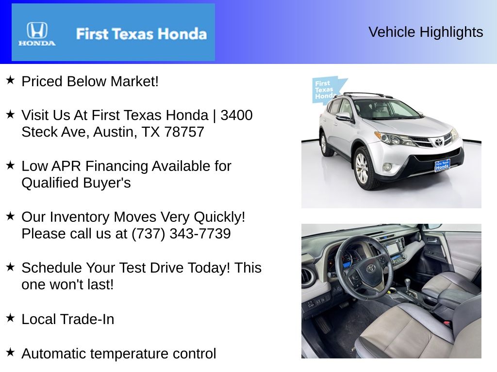 Used Car 2013 Toyota Rav4  Limited For Sale Under $15,000 In Austin, Texas