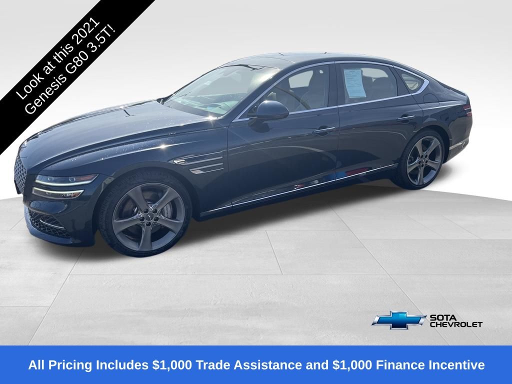 Tasman Blue 2021 Genesis G80 3.5T RWD Sedan Rear-Wheel Drive 8-Speed Automatic