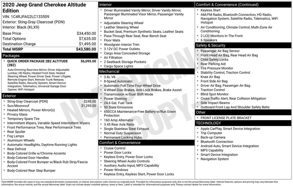 Used Car 2020 Jeep Grand Cherokee  Altitude For Sale Under $25,000 In Austin, Texas