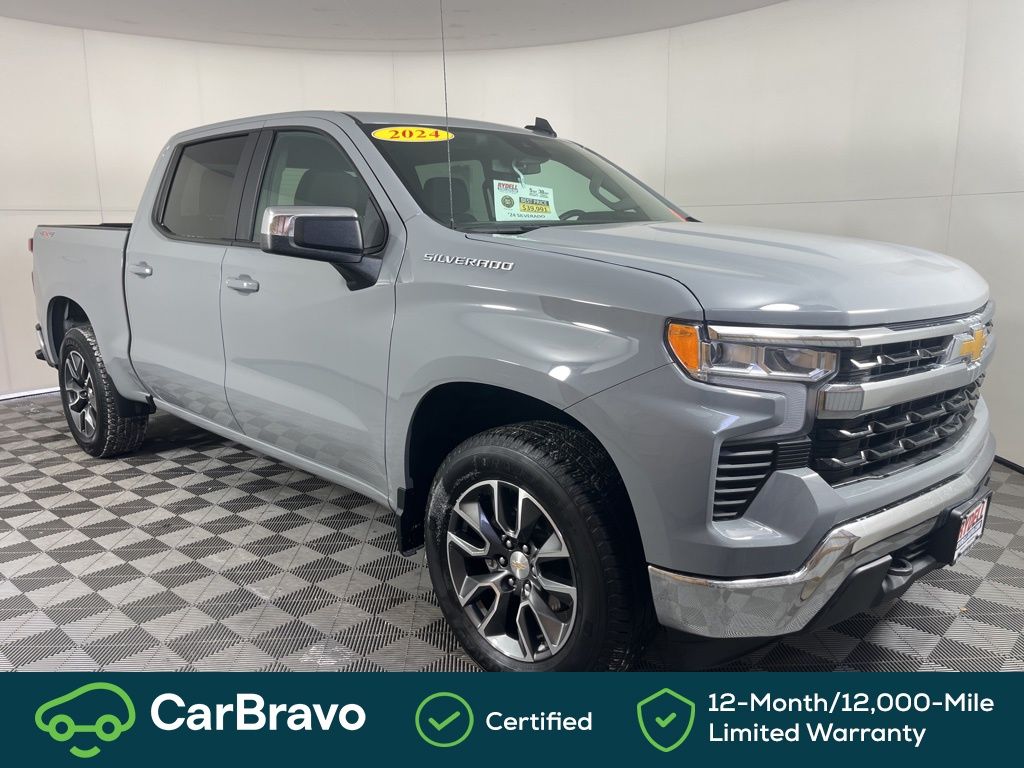 Slate Gray Metallic 2024 Chevrolet Silverado 1500 LT Crew Cab 4WD Pickup Truck Four-Wheel Drive 8-Speed Automatic