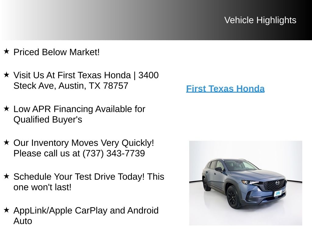 Used Car 2025 Mazda Cx-50  2.5 S Premium Package For Sale Under $35,000 In Austin, Texas