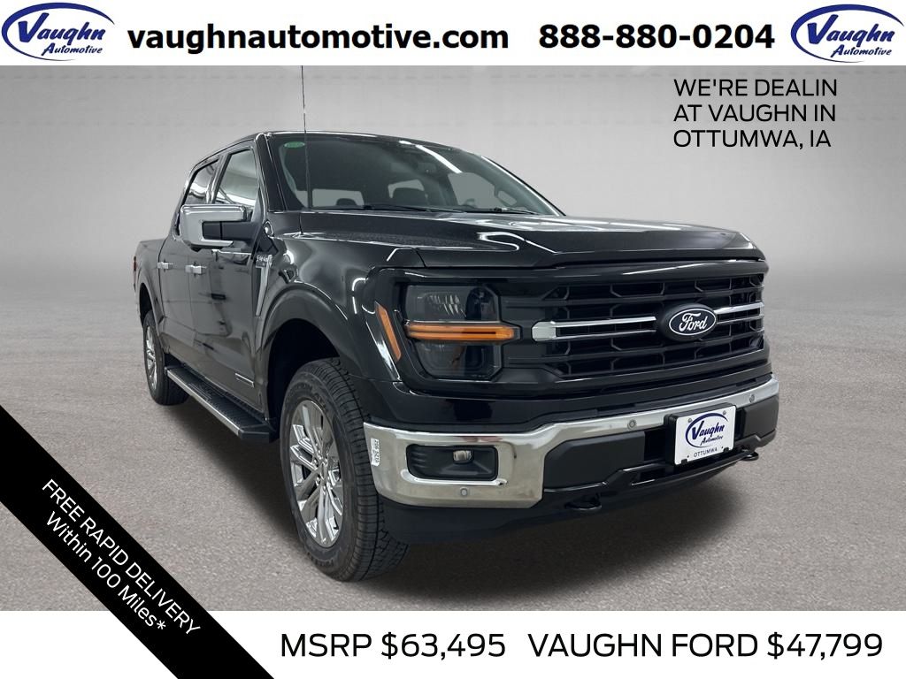 Agate Black Metallic 2025 Ford F-150 XLT SuperCrew 4WD Pickup Truck Four-Wheel Drive Automatic