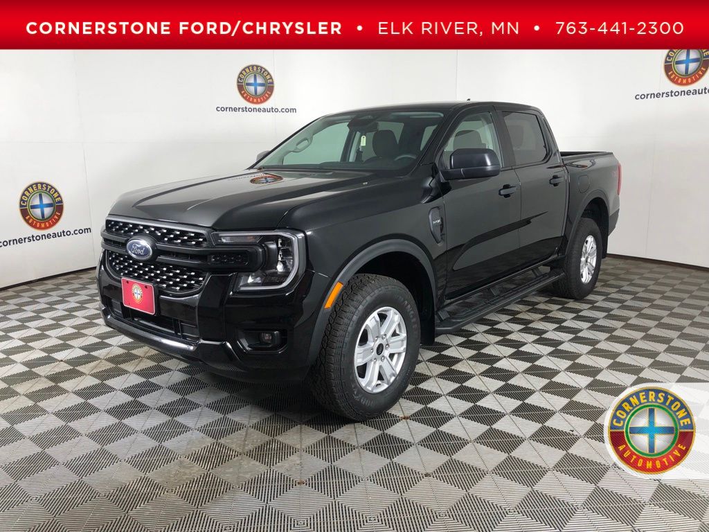 Shadow Black 2025 Ford Ranger XL SuperCrew 4WD Pickup Truck Four-Wheel Drive Automatic