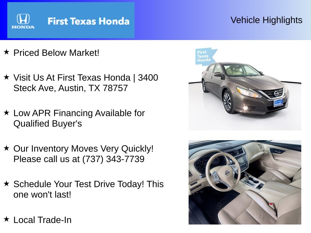 Used Car 2017 Nissan Altima  2.5 For Sale Under $15,000 In Austin, Texas