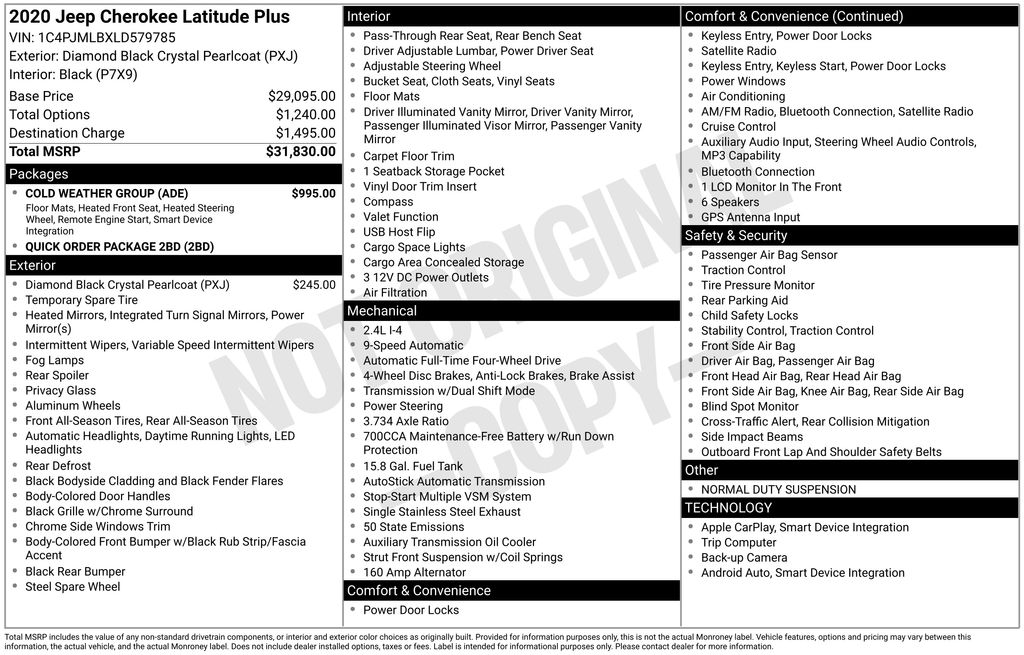 used 2020 Jeep Cherokee car, priced at $15,200