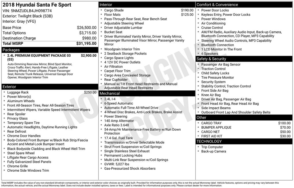 2018 Hyundai Santa Fe Sport 2.4L