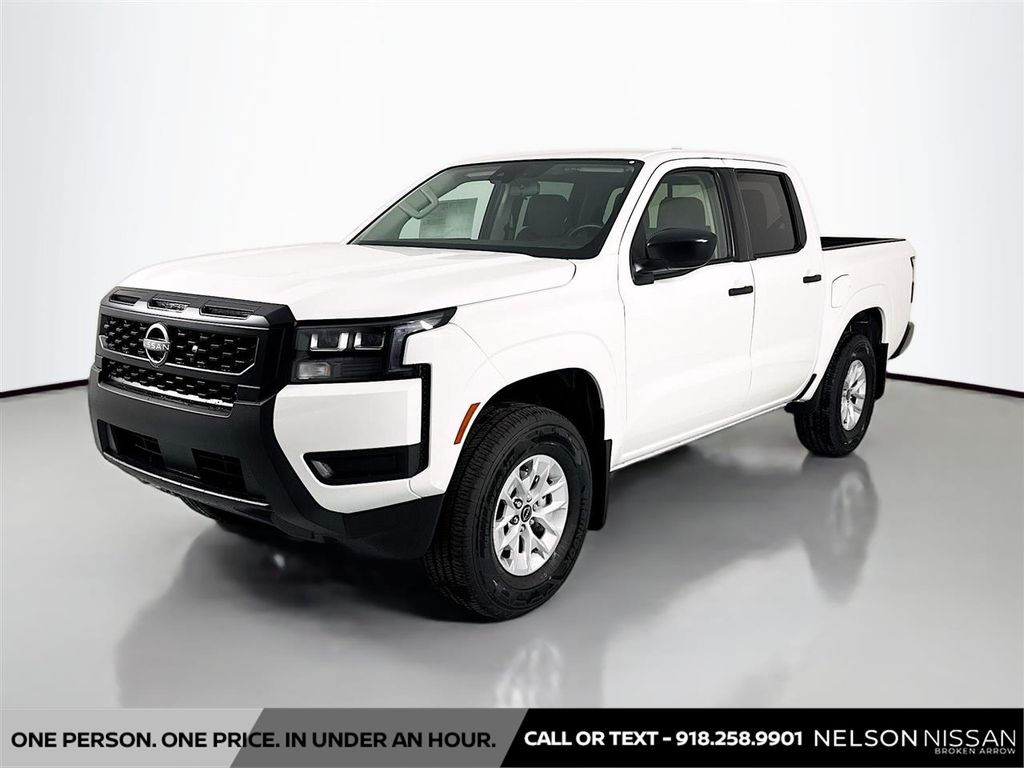 Glacier White 2026 Nissan Frontier S Crew Cab 4WD Pickup Truck Four-Wheel Drive 9-Speed Automatic Overdrive