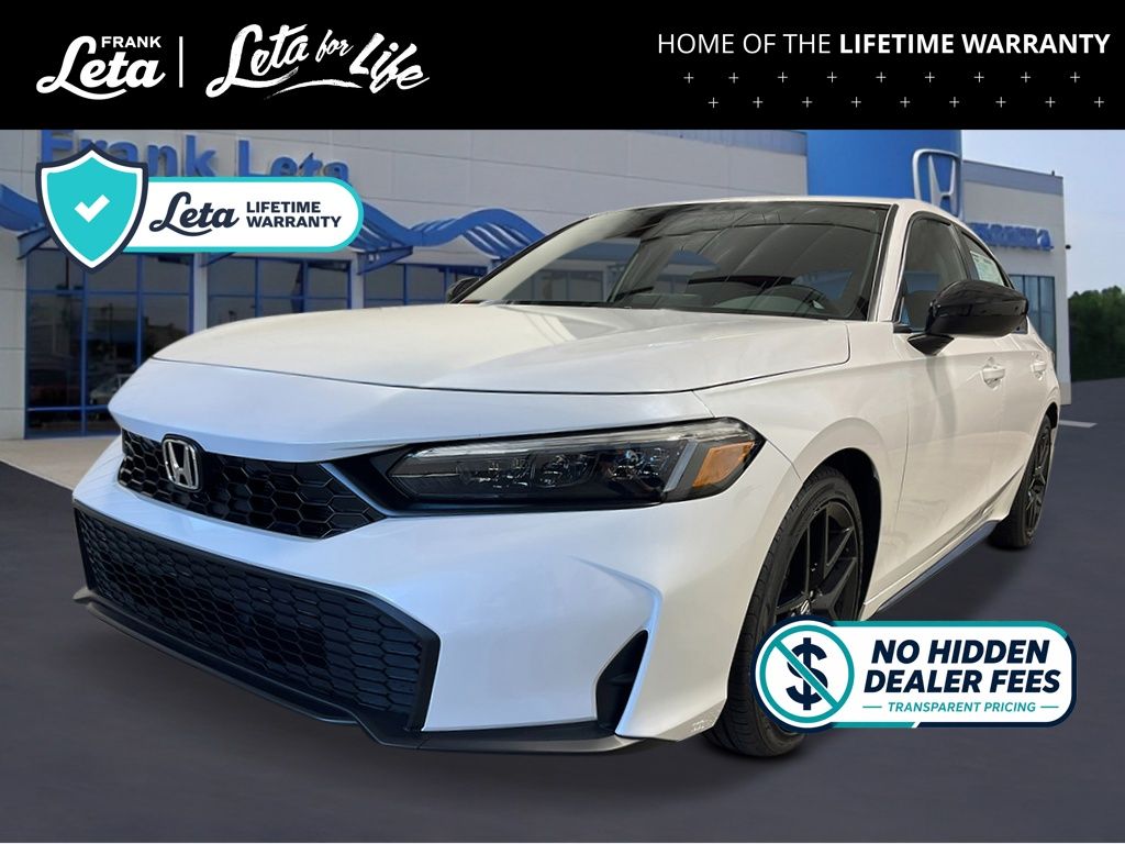 Platinum White 2026 Honda Civic Hatchback Sport FWD Hatchback Front-Wheel Drive Continuously Variable Transmission