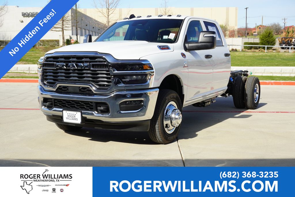 Bright White Clearcoat 2026 RAM 3500 Chassis Tradesman Crew Cab LB DRW 4WD Pickup Truck Four-Wheel Drive 8-Speed Automatic