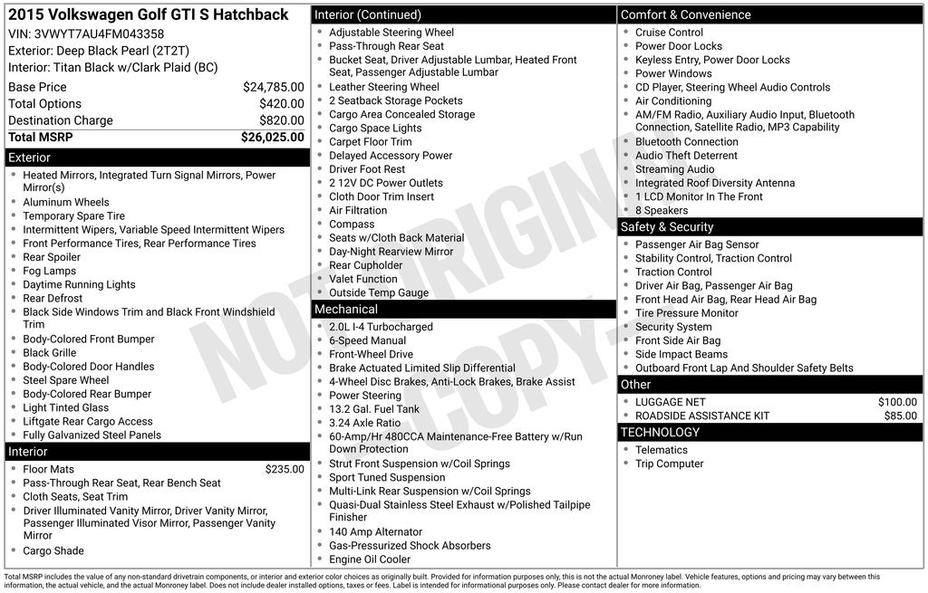 Used Car 2015 Volkswagen Golf Gti  2.0t S For Sale Under $15,000 In Austin, Texas