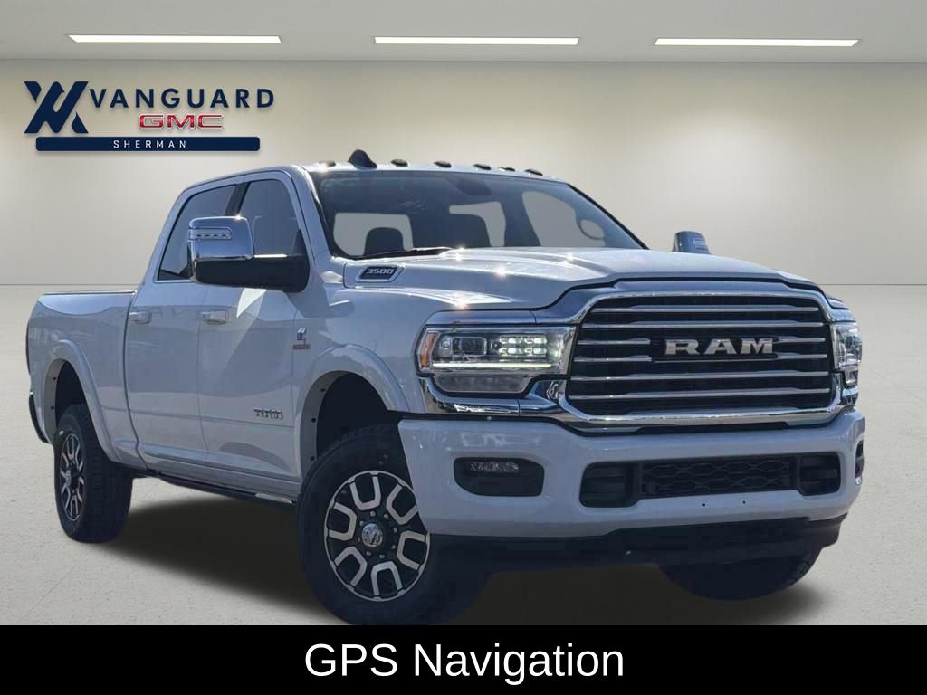 Bright White Clearcoat 2024 RAM 3500 Limited Longhorn Crew Cab 4WD Pickup Truck Four-Wheel Drive 6-Speed Automatic