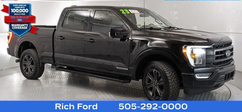 Agate Black Metallic 2023 Ford F-150 Lariat SuperCrew 4WD Pickup Truck Four-Wheel Drive Automatic