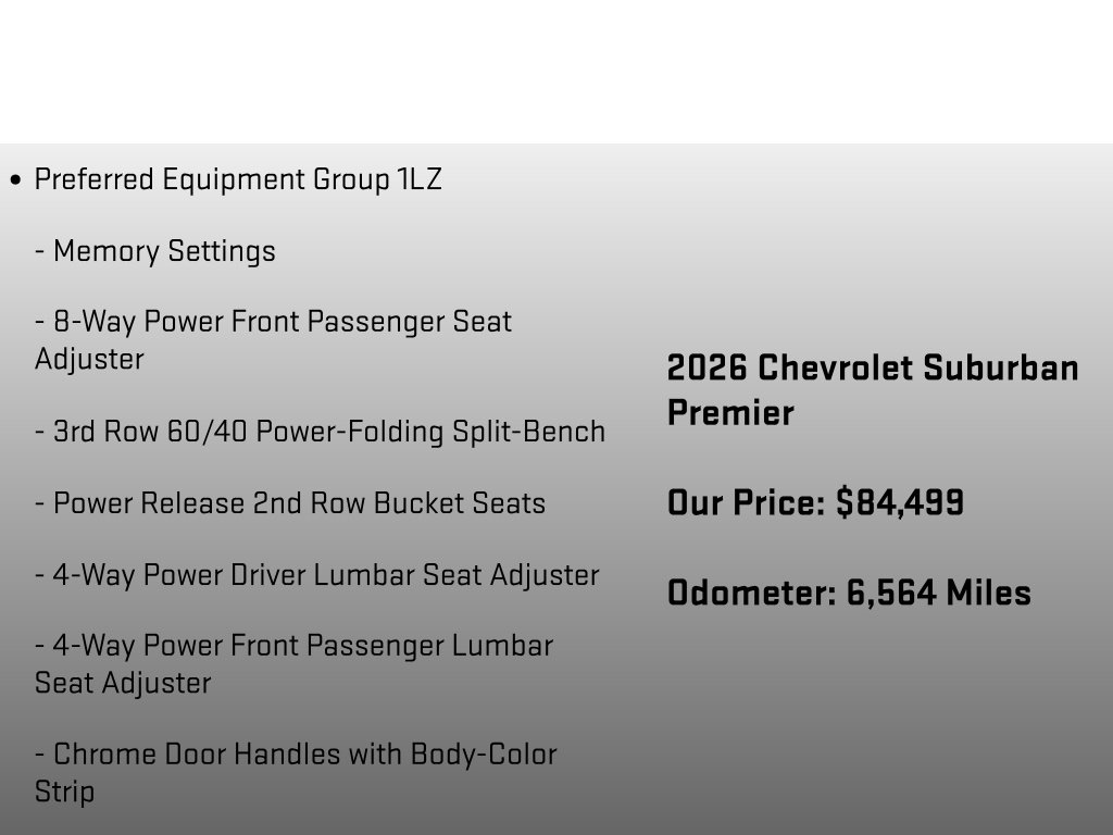 2026 Chevrolet Suburban Premier Black at Klick Lewis Buick Chevrolet