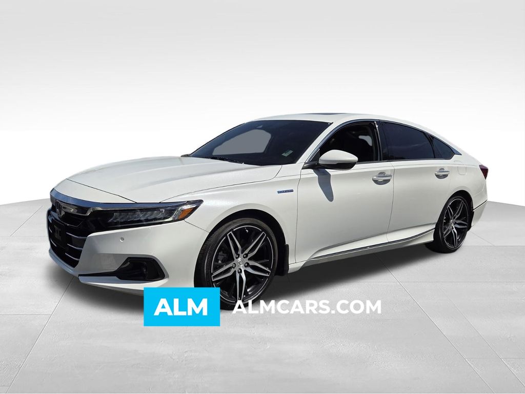 White 2022 Honda Accord Hybrid Touring FWD Sedan Front-Wheel Drive Continuously Variable Transmission