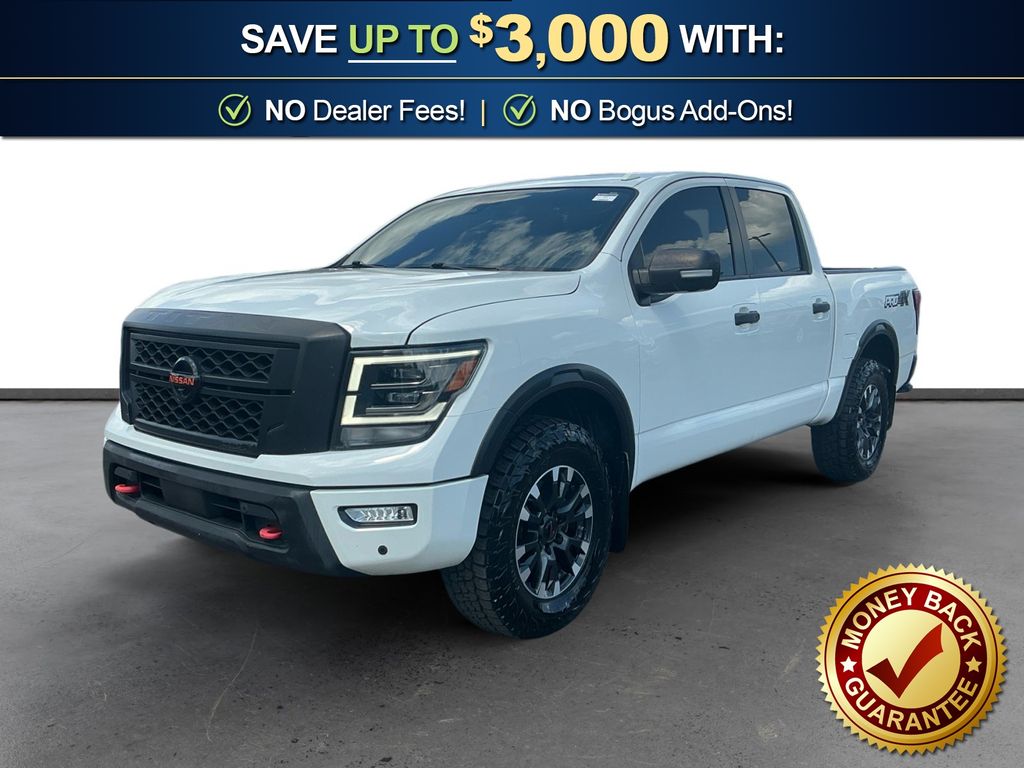 Glacier White 2021 Nissan Titan Pickup Truck Four-Wheel Drive 9-Speed Automatic