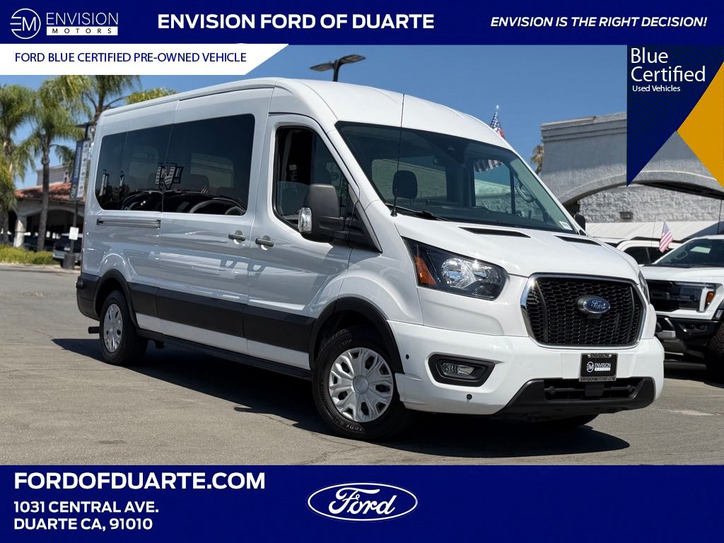 Oxford White 2024 Ford Transit Passenger 350 XLT Medium Roof LB RWD Van Rear-Wheel Drive