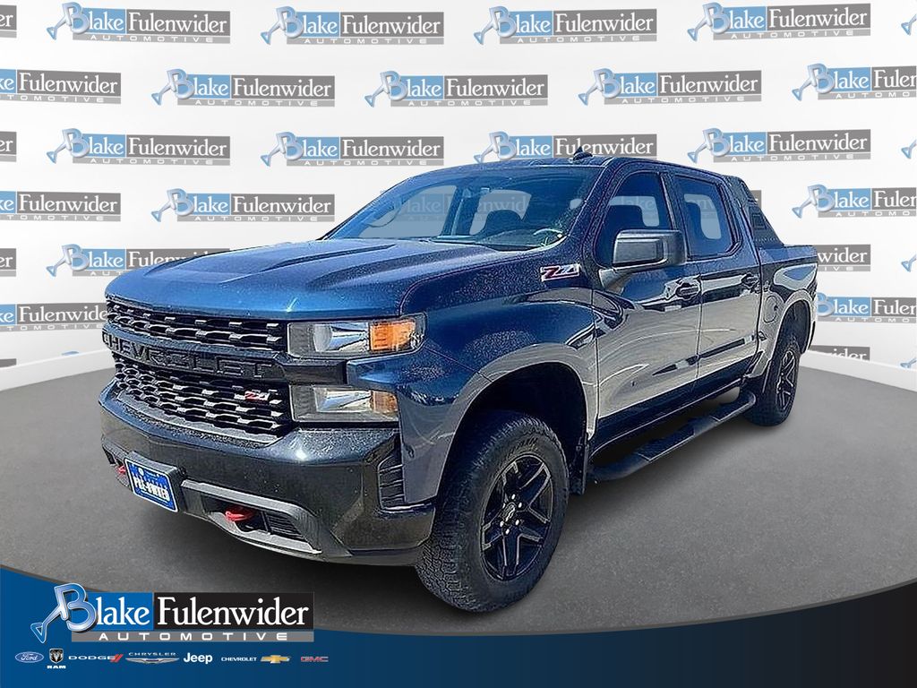 Northsky Blue Metallic 2021 Chevrolet Silverado 1500 Custom Trail Boss Crew Cab 4WD Pickup Truck Four-Wheel Drive 6-Speed Automatic Overdrive