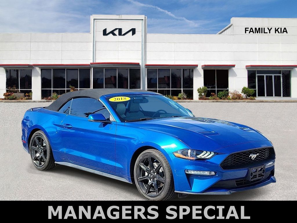 Lightning Blue Metallic 2018 Ford Mustang EcoBoost Premium Convertible RWD Convertible Rear-Wheel Drive Automatic