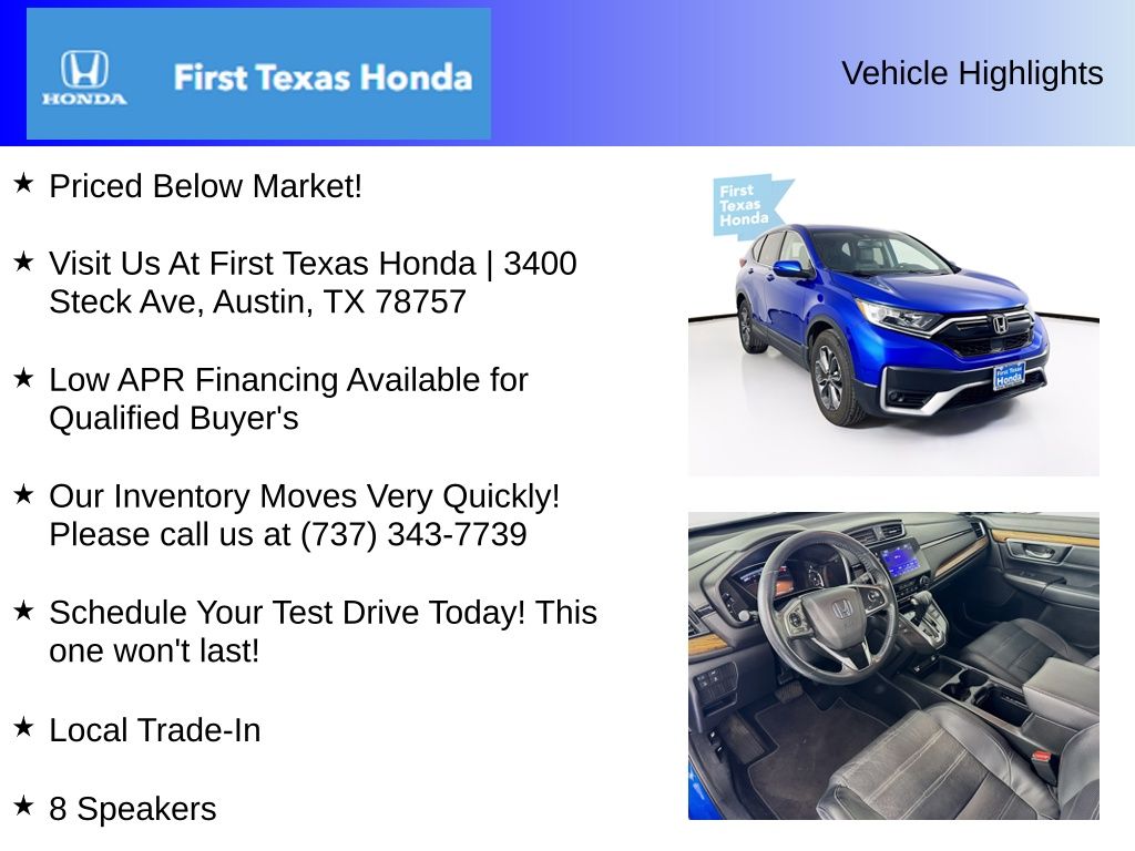 Used Car 2021 Honda Cr-v  Ex-l For Sale Under $25,000 In Austin, Texas