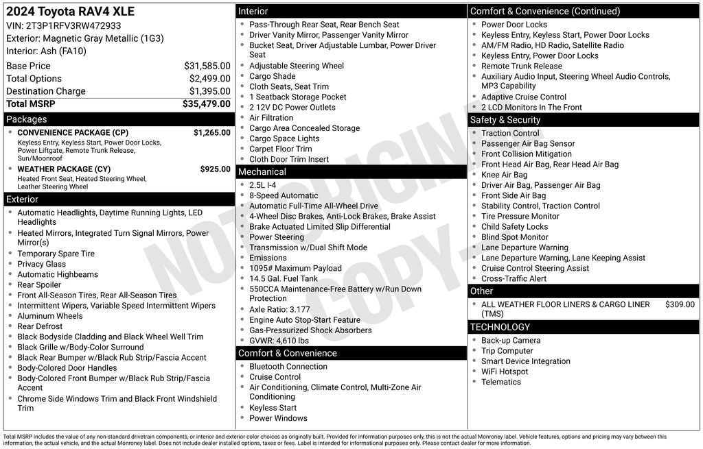 Used 2024 Gray Toyota XLE image 7