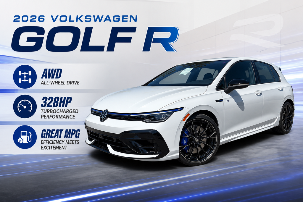 Pure White 2026 Volkswagen Golf R Hatchback All-Wheel Drive 7-Speed Dual Clutch